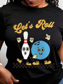 Camiseta de bolos Lets Roll, camiseta unisex de moda, camiseta unisex divertida de bolos, regalo vintage de bolos para bolinjero, camiseta de bolinjero. - Negro - Ver 6