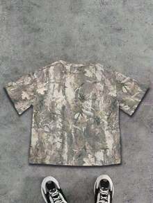 Women's Casual Loose Camouflage Print Short Sleeve T-Shirt - xanh quân đội - Xem 2