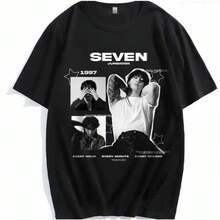 Unisex T-Shirt With A  Collage Print, Crew Neck, Short Sleeves, Cotton, Summer Style, Casual, Comfortable And Fashionable, Mexican Style. The Upper Body Is Impeccable And Not Sloppy. Swag Clothing - 白色 - 查看 6