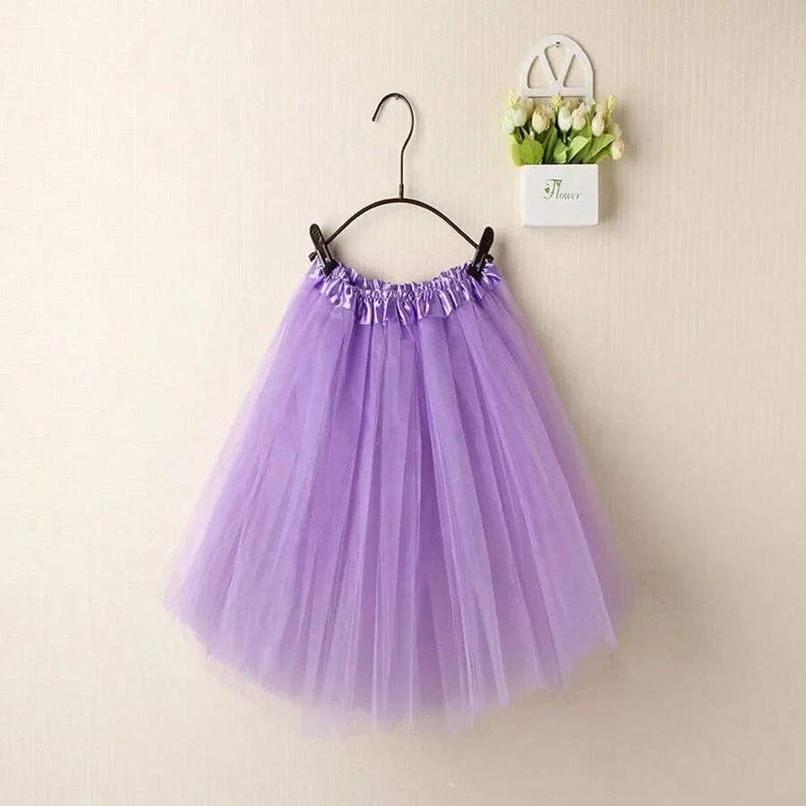 Women's Vintage Summer Tulle Skirt, Elegant Adult Ballet Dancewear, Party Costume, Dance Dress, Mini Skirt - 淺紫色 - 查看 1