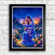 1幅[30*40厘米/11.8*15.7英寸]5D亚克力钻石画套装，星空下的母女图案，适合成人初学者DIY马赛克钻石画，全钻手工DIY钻石画，适合客厅、卧室、办公室墙面装饰，惊喜艺术家居装饰礼物，送给家人和朋友，无框 - 無框 - 查看 3