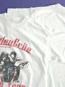 ropa de mujer Camisetas con estampado 1986 American Heavy Metal Rock Band World Camiseta Blanca para Adultos Y2K, Tops de Verano camisas de mujer - Blanco - Ver 2