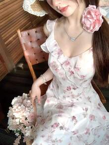Women Long Dresses - Pink - View 4
