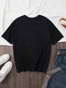 Women's Fitted Black T-Shirt With Ice Cream Print - Crew Neck, Short Sleeves, Casual Style, Suitable For Halloween, Christmas, And Birthday Gifts; Cute Summer T-Shirt For Everyday Wear; Comfortable And Versatile Shirt For Multiple Seasons. Women's Blouses > Shirt - 黑色 - 查看 2