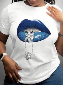 This Stylish Women's Letter Print Crew Neck T-Shirt Features A Minimalist Design, Is Comfortable And Breathable, Perfect For Everyday Casual Wear, Showcasing A Natural And Elegant Style, A Must-Have For Summer Parties, With Local Shipping. - 白色的 - 查看 9