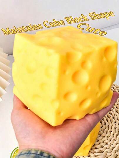 Squeeze Cheese - Extra Large Soft Squeezable Cheese Block, Anniversary, Butter, Decor, Birthday Decor, Party Supplies, Gag Gift, Adult Novelty Decor, Party Game, Hen Party, Hen Party Supplies, Party Game, Dumpling Squeeze Toy, 4.25" Giant Stress Ball, Squeezable Butter Decor, Slow Rebound Squeezable Toy, Birthday Party Supplies, Stress Ball, Adult Sensory Toy Decor - Sunshine Entertainment, Graduation Party, Supplies, Squeezable Dumpling, Baby Shower