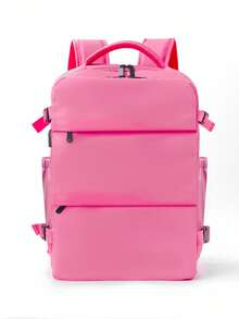 Unisex Travel Backpack Business/Commute/Vacation/Travel/College Use Multi-Layer Laptop Backpack - Hot Pink - View 4