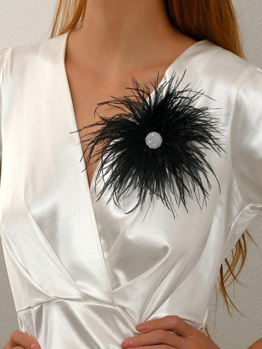 1pc Luxury Evening Style French Vintage Black Brooch, Elegant Exquisite Wedding Party Suit Dress Accessory