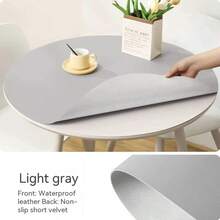 1pc Solid Color Round PU Leather Placemat, Waterproof Oil-Proof Heat-Resistant Non-Slip Table Protector, Minimalist Cream Style Home Kitchen Decor - Grey - View 17