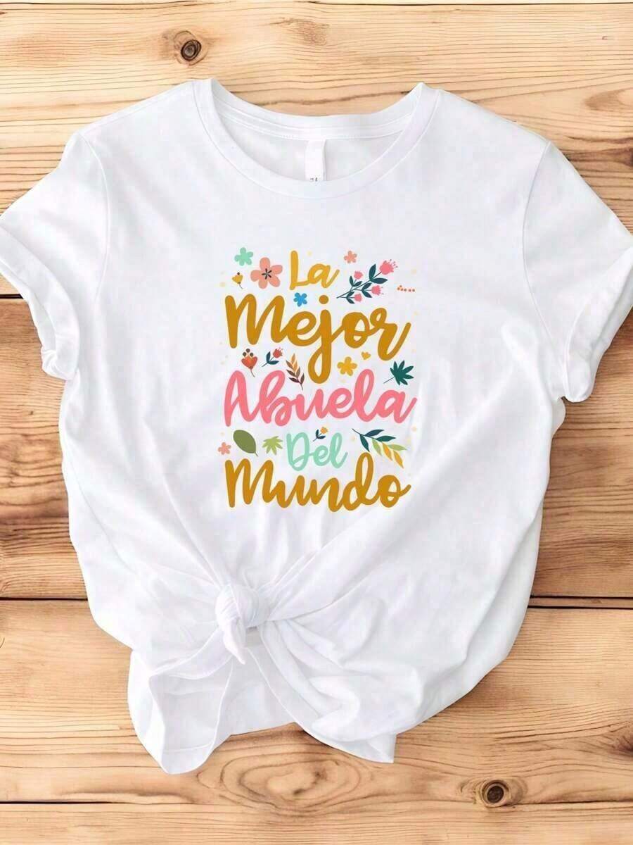 short sleeves1 pieza TF141 Camiseta "La Mejor Abuela Del Mundo", Camiseta de Abuelita, Camiseta Divertida con Frase de Abuelo, Camisetas de la Mejor Abuela del Mundo, Regalo de Agradecimiento para el Nuevo Abuelo, 180g 100% AlgodónLeisure - Blanco - Ver 1