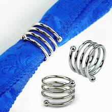6Pcs Gold Napkin Rings Round Napkin Ring Set of 6 Napkin Holders for Cloth Napkins for Wedding, Thanksgiving, Fall Party, Valentines Day, Easter Table Decor. - Argent - Voir 12