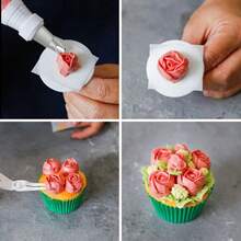5pcs Rose Flower Piping Tips Set, Cake Decorating Piping Tips Set, Cupcake Decorating Tools - Silver - View 4