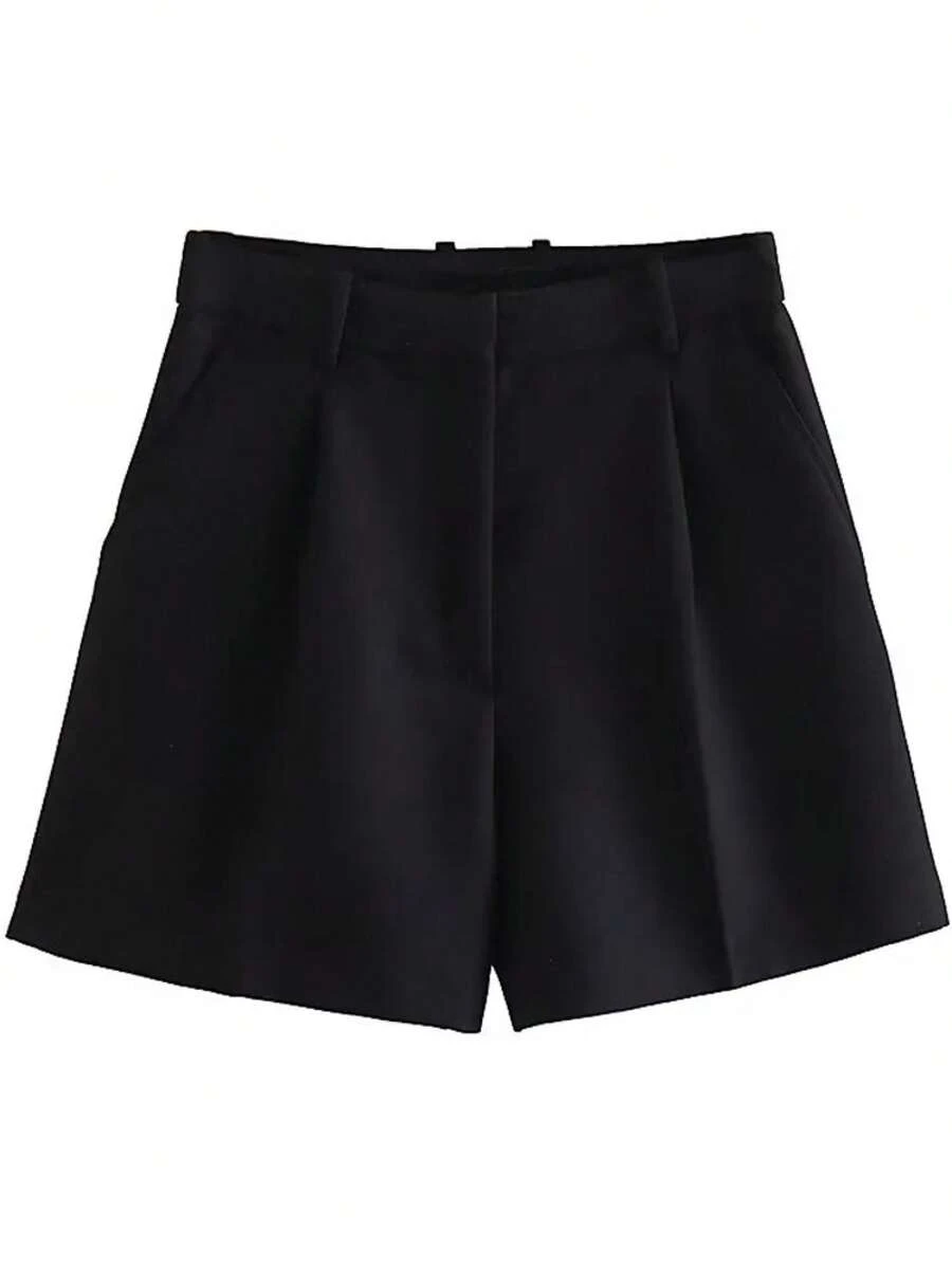 Willshela-pantalones cortos plisados con cremallera frontal para mujer, Shorts femeninos de cintura alta, color blanco, Estilo Vintage - Negro - Ver 1