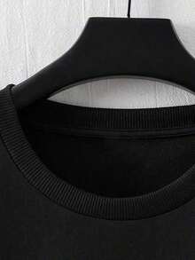 Men's Oversized Streetwear T-Shirt With Resonant Letter Print - Loose Fit, Crew Neck, Short Sleeve, Casual Summer Top, Breathable And Comfortable Blouse For Casual Outfits And Layering, Machine Washable - Chinese Brand Style - 黑色 - 查看 2