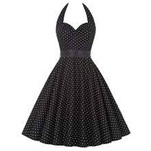 Vestido sexy retro blanco de lunares Hepburn Vintage Halter vestido de fiesta 50s 60s Pin Up Rockabilly Robe - C001 - Ver 7