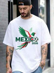 ropa de hombre, camiseta de hombre, camiseta de apoyo a la Copa Mundial de México 2026, con un tema de la Copa Mundial, ideal para fanáticos y para usar mientras miran los partidos, también se puede usar a diario. Tienen una silueta cómoda, tela suave, y están disponibles en múltiples tallas, desde S hasta XXXL. - Negro - Ver 6