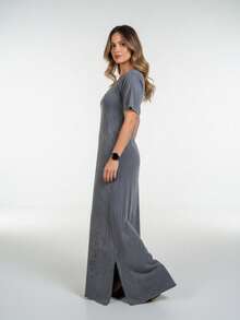 Sully Dress, 100% Cotton, Stonewashed, Comfortable And Stylish - Sky Gray - View 1