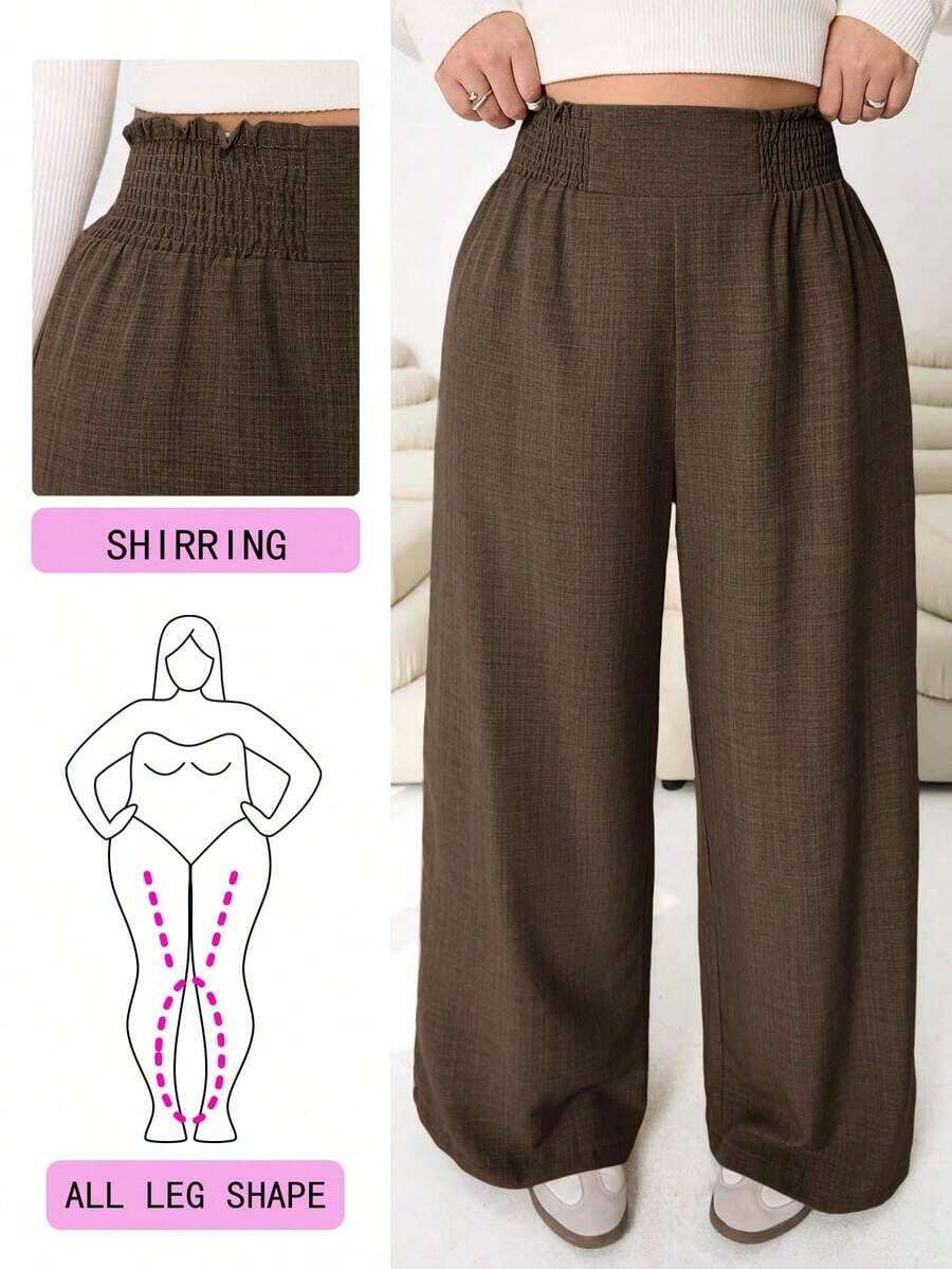 Pantalones casuales nuevos para otoño/invierno 2025, adecuados para salidas, uso diario casual, fiestas, ir al trabajo, volver al colegio, citas, hogar, fiestas de cumpleaños y múltiples ocasiones.Corte relajado, cintura elástica, pierna ancha, - Marrón Chocolate - Ver 1