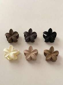 6pcs/Set Pinzas para el cabello de flor de huevo mate de 4cm, tonos de colores suaves y apagados, textura mate suave y delicada para el cabello, tamaño compacto adecuado para varios peinados. Diseñadas especialmente para mujeres con cabello fino y delgado, diseño de peine resistente que sujeta fácilmente el peinado medio, los cabellos sueltos y la coleta baja para un estilo relajado coreano, accesorios de verano para vacaciones, pinzas de garra - Multicolor - Ver 6