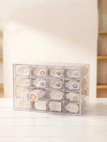 1 pieza Caja de almacenamiento desechable para lentes de contacto, organizador de escritorio portátil a prueba de polvo de gran capacidad transparente - transparente - Ver 8