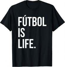 Camiseta unisex de manga corta, camiseta "El fútbol es vida", playeras hombre, spiderman, ,  mujer, romwe men, boho chic, regalos para maestros, camiseta de mujer, atuendos curvy para hombre, y2k. - Negro - Ver 1