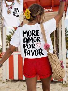 Break The SystemDrmWander Women's T-Shirt, Casual Street Style Graphic Short Sleeve T-Shirt, Cute Summer TopRound Neck Loose Fit T-Shirtplayeras De Mujer - 白色 - 查看 6