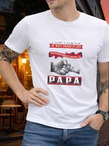 Camiseta de manga corta para hombre "Padre e Hijo Faust PAPA Text" - Estilo sencillo para el día a día - Diseño popular - Camiseta moderna para fiestas y uso casual - Camiseta casual de verano con cuello redondo y mangas cortas - Ropa para hombre - Esencial de verano para viajes y citas. - Blanco - Ver 6