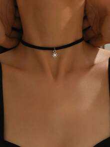 1pc New Minimalist Gothic Style Double Layer Choker Necklace, Suitable For Women's Daily Wear, Various Festivals, Valentine's Day Gift, Etc. - Silver - View 2
