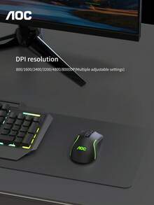 AOC 有线 RGB 游戏鼠标，8000 DPI 可编程 USB 游戏鼠标，带 7 个按键和符合人体工程学的设计，适用于 PC 和笔记本电脑游戏 - 查看 7