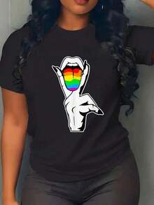 Camiseta 100% Algodón con Diseño Divertido de Mascota Lésbica, Lengua Arcoíris, Orgullo Gay, Aliado LGBTQ, para Hombre y Mujer, Cuello Redondo, Estilo Clásico, Moda Verano, Vacaciones - Negro - Ver 5