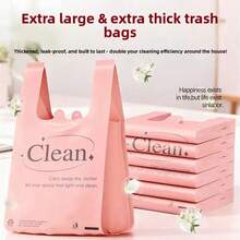 Pink Printed Drawstring Trash Bags, Thick Large For Home, Kitchen & Office - Áo vest chữ màu hồng - Xem 2
