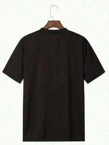 Camiseta de golf de manga corta para hombre, 100% algodón, estampado digital a doble cara, 1 pieza, estilo casual, 220 g, para fin de semana. - Negro - Ver 2