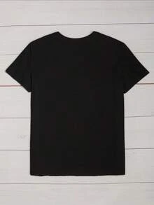 Camiseta de Mujer con Estampado de Hamburguesas, Cuello Redondo, Manga Corta, Estilo Casual para Primavera y Verano, Ropa de Mujer, Tops para Salir de Noche - Negro - Ver 3