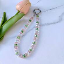 Dây đeo điện thoại đính đá pha lê màu pastel, dây đeo điện thoại sang trọng, dây đeo cổ tay chống thất lạc, dây đeo điện thoại cá nhân hóa dành cho nữ, dây đeo máy ảnh CCD, phụ kiện túi xách đính hạt, móc khóa - Nhiều màu - Xem 4