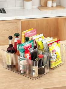 Durable Shatterproof Plastic Made Transparent Storage Box With Removable Dividers, Adjustable Compartment Layout, Suitable For Modern Kitchen And Office Use. Multifunctional Divided Tray, Can Be Used In Refrigerator, Wardrobe, Bathroom To Store Tea Bags, Spices And Tools. Kitchen Organizer Storage Box - Multicolor - View 6