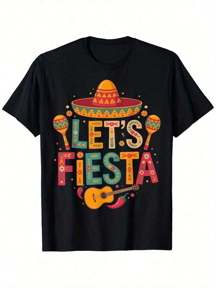 Camiseta unisex de algodón puro, para hombrePeso pesado180 g/m²paramexicanoFiestaCamiseta-Vamos aFiestaGráficoconSombrero&MaracasDiseño,VibranteparamexicanoFiestaCamisaparaCincodeMayo,TemáticoEventos-DivertidoGuitarra&ChilePimientoImprimir,SueltoAjusteInformalRopa urbanaTamañosS-XXX, ropademujerblusasparadamacasualescamisasdemujerblusablusasparamujercamisas - Negro - Ver 1