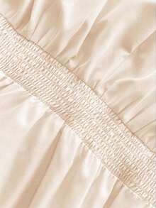Vestido elegante de manga larga con cuello en V, cintura con lazo y falda acampanada para mujer de talla grande - Albaricoque - Ver 6