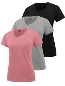 Camiseta de cuello redondo casual de mujer con bordado de animal caballo - Multicolor 3 - Ver 8