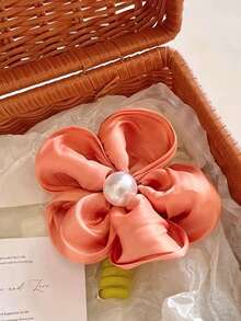 1PC Summer Atmosphere Long Telephone Cord Hair Tie With Large Flowers, Ponytail Straight Strand Rope Elegant New High-End Braiding Accessory - Multicolor - View 7