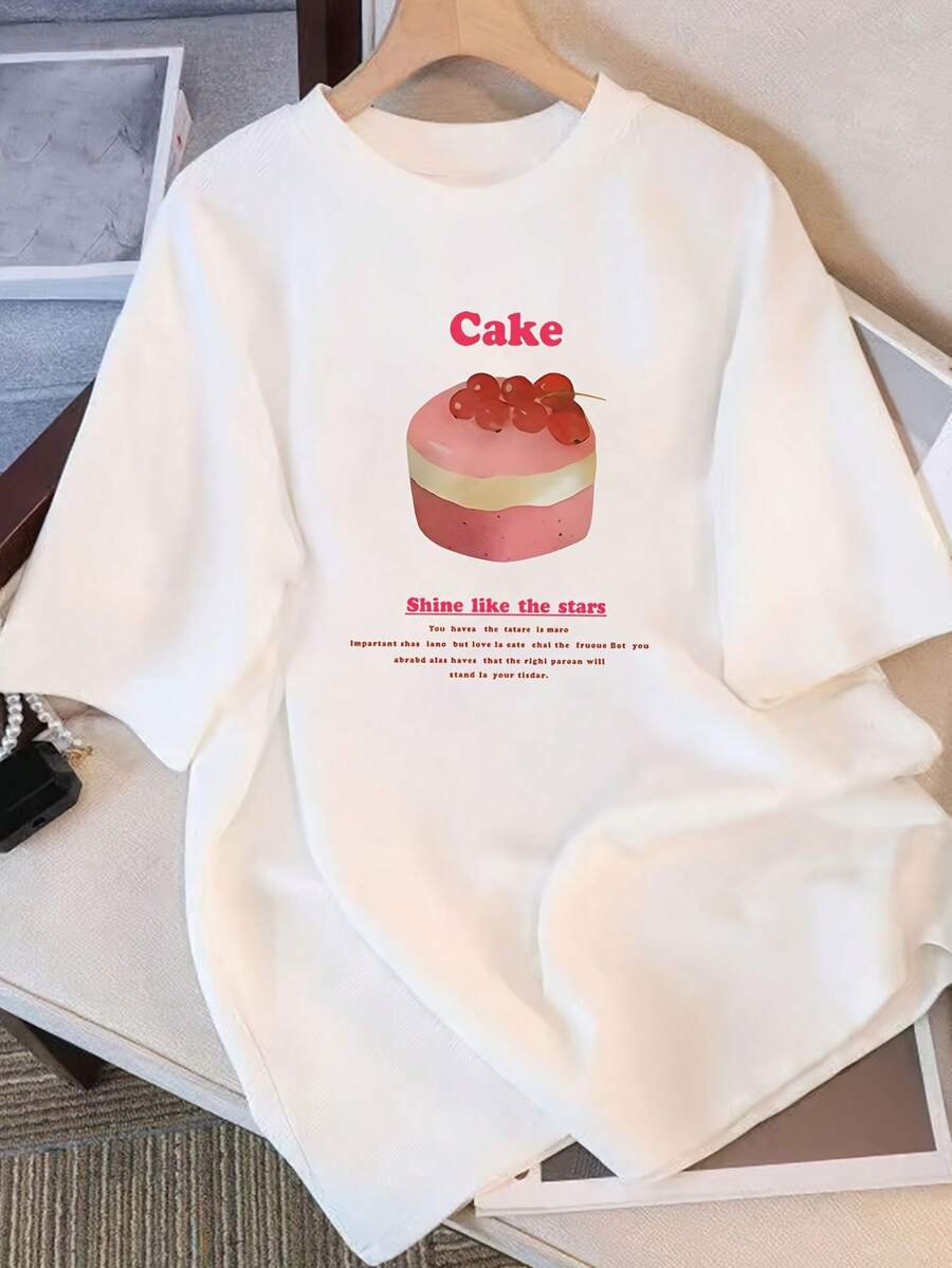 Personalized Minimalist Casual Summer T-Shirt, 100% Cotton, Loose Crew Neck, Versatile, Comfortable For Women, Casual Youth T-Shirt For Everyday Wear, Short Sleeve - Vintage Urban Style, Unisex, Loose Cotton Short Sleeve Crew Neck T-Shirt - 白色 - 查看 1