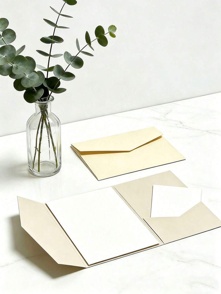 20 chiếc phong bì thiệp mời cưới kiểu gấp ba, thiết kế tối giản, phù hợp cho lễ đính hôn, sinh nhật, lễ rửa tội và các dịp khác, thiệp mời tự làm, kích thước 5*7 inch, kiểu bỏ túi, thiệp mời tự làm. - Xanh đậm - Xem 1