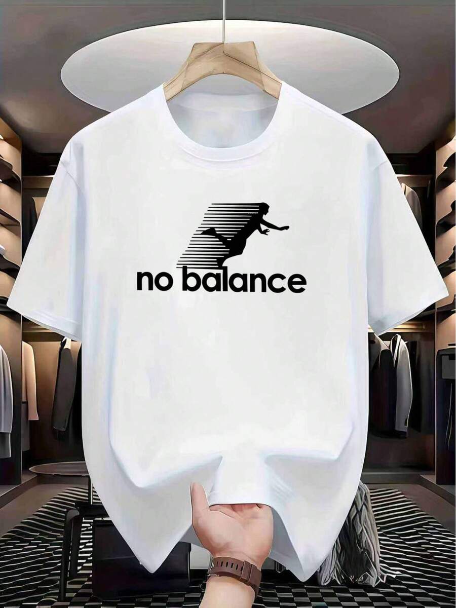 Camiseta de poliéster para hombre con estampado de letras de hombre gracioso, de secado rápido, transpirable, holgada, de cuello redondo, divertida y única, versátil para el uso diario, de manga corta y estilo casual. - Blanco - Ver 1