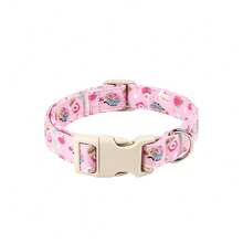 淺粉色甜點印花狗項圈 - 柔粉色底色搭配俏皮杯子蛋糕設計，可調節柔軟舒適面料配快拆扣，適合小型/中型/大型犬的多種尺寸，室內外使用皆理想 - 粉色 - 查看 7