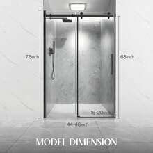 44-48" X 72" Silver Framed Bypass Sliding Shower Door, 5/16" ANSI & SGCC Certified Tempered Glass, Double Sliding Bathroom Shower Enclosure With Reversible Installation, Leak-Proof & Adjustable 0-4" Trim, Modern Matte Silver Hardware - Silver - View 6