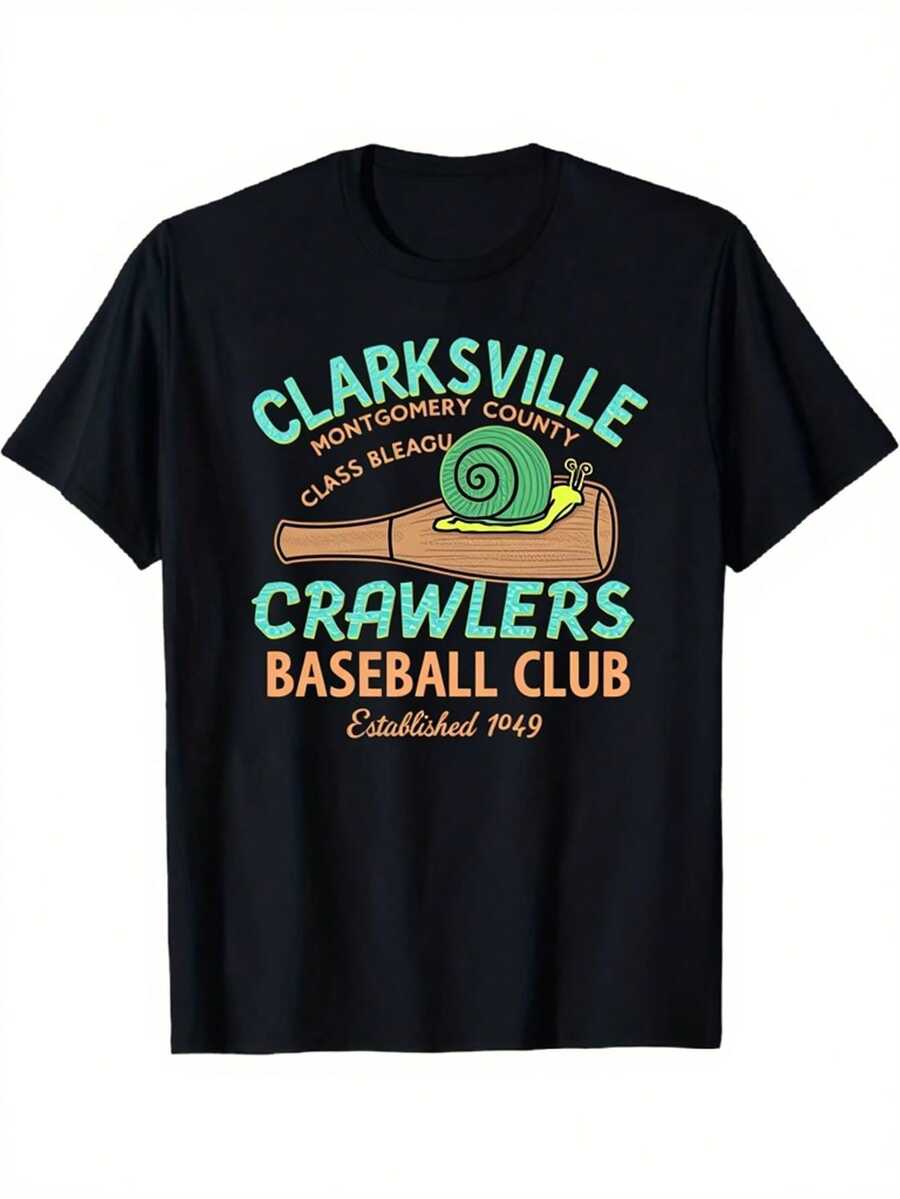 Camiseta del Club de Béisbol Clarksville Crawlers - Camiseta con diseño de logotipo vintage, unisex, diseño con temática de equipo, cómoda camiseta de algodón puro (tallas S-XXXL), ropa casual para fanáticos de los deportes y crawlers, adecuada para todas las estaciones. - Negro - Ver 1