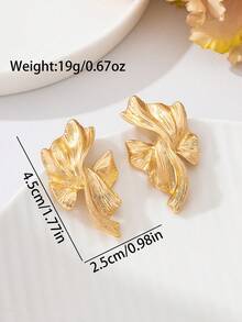 2pcs Fashionable Minimalist Asymmetrical Stud Earrings, Versatile Elegant Design Suitable For Women To Wear On Vacation - Golden Irregular - View 3