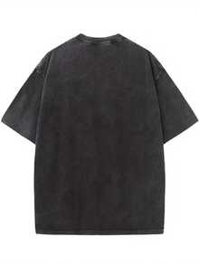 1 pieza de camiseta negra antiarrugas, de corte holgado, estilo vintage, con estampado, manga corta, ropa unisex Msbwy "La música es más hermosa gracias a ti", top de estilo rave de corte holgado, 180g, 100% algodón. - Negro - Ver 2