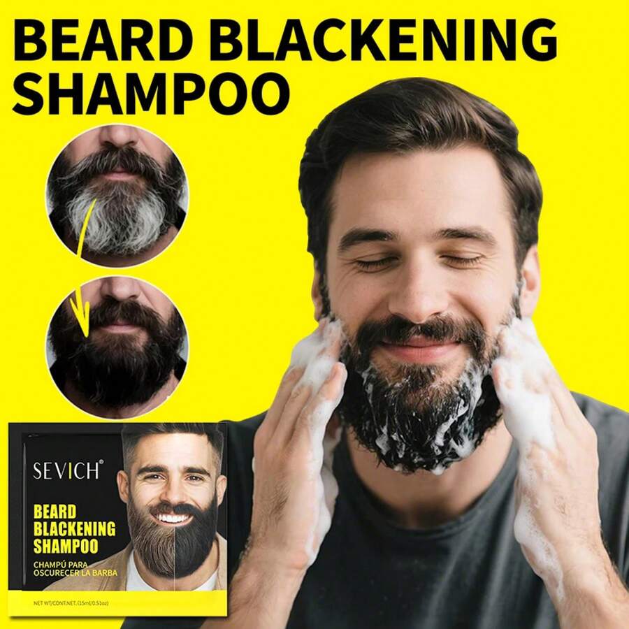Tinte para el cabello Natural para la salud, champú para Barba Negra, pintura para Barba, tinte para coloración de Barba para hombres, champú para ennegrecer el bigote temporal de 5 minutos - 1 Pieza - Ver 1