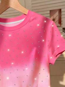 Camiseta de manga corta y cuello redondo con estampado de lunares aleatorios, un gran regalo para amigos - Multicolor - Ver 3