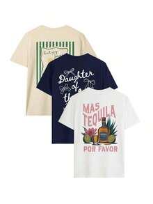 1 Piece Women's Loose Fit Crew Neck Short Sleeve T-Shirts With Cocktail Themed Prints Including "Margarita", "Sweet Life" And "Bubbles", Casual Fit, Suitable For Beach, Vacation, Brunch, Girls Night Out And Warm Weather - 白色 - 查看 2